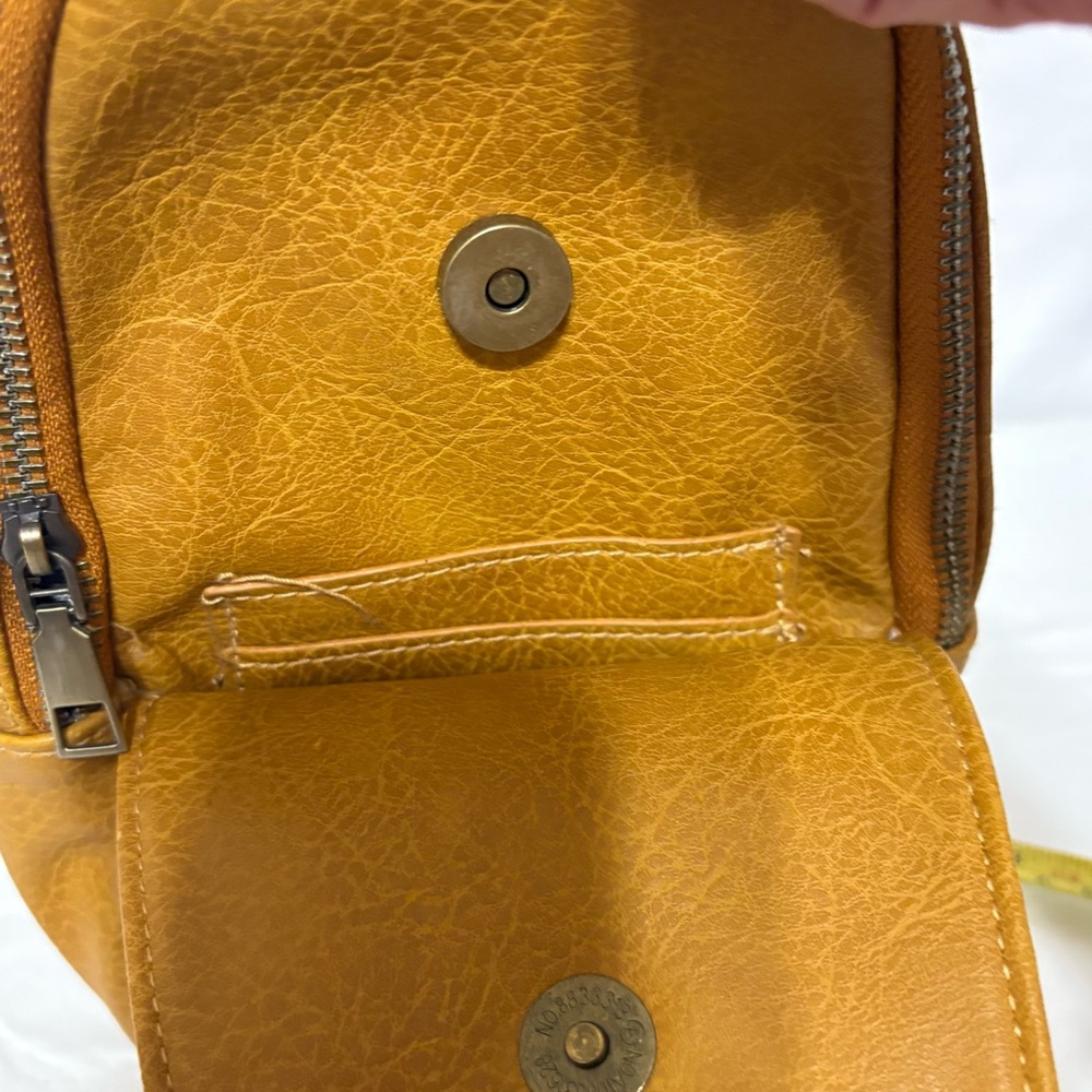 Stylish Mustard Sling Bag with Patterned Strap - Picture 3 of 6